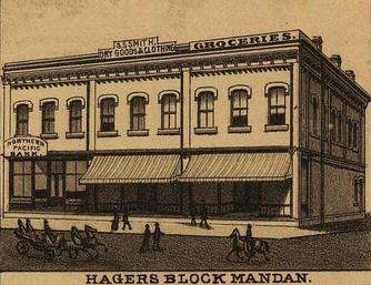 Line drawing of Mandan in 1883