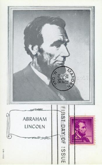 Historic image from the 1958 Lincoln 4¢ First Day Covers Issued at Mandan page