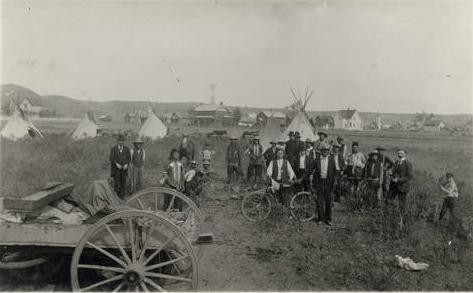 Tipis at the 1895 Mandan fair