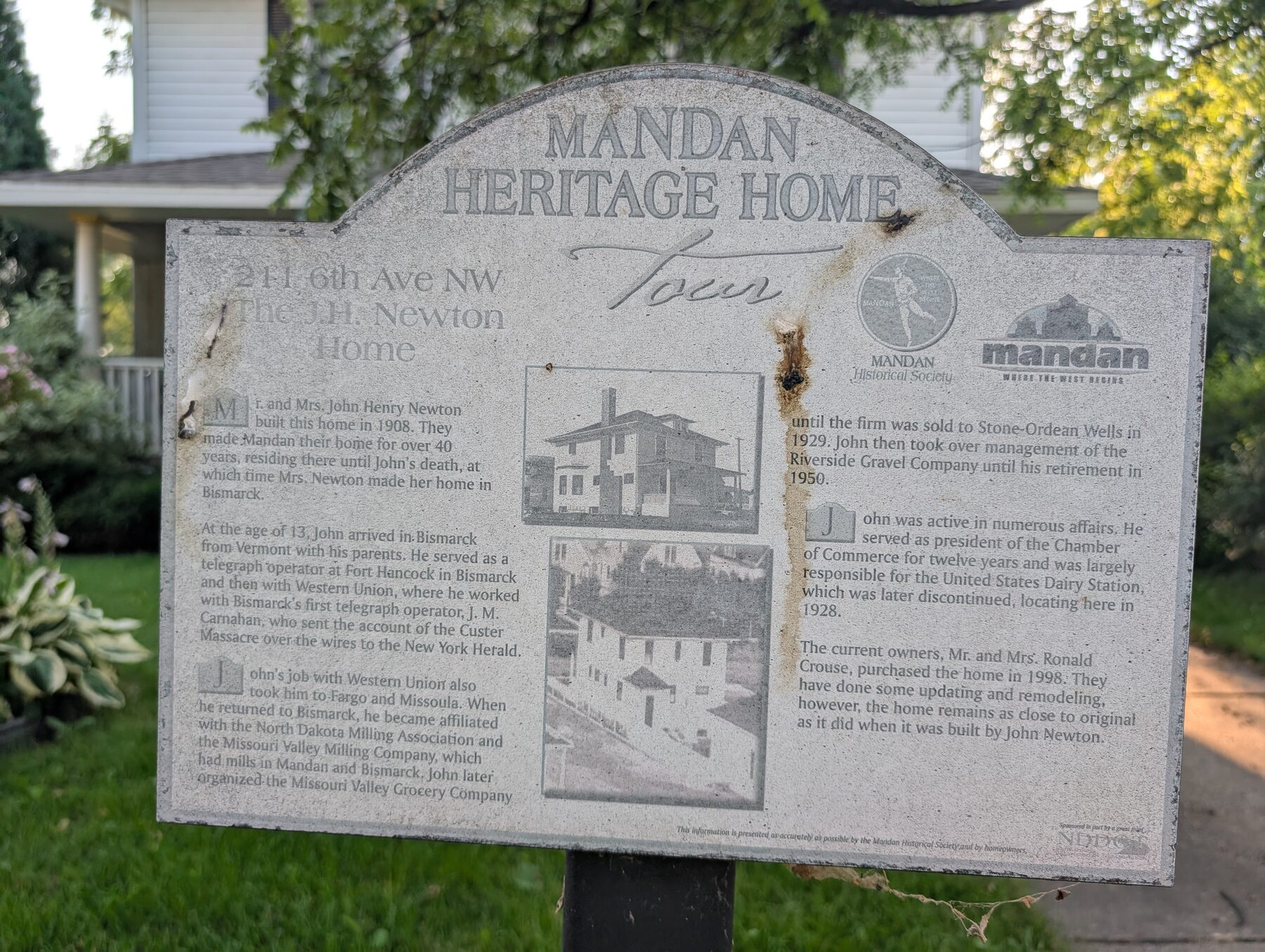 The J. H. Newton Home heritage sign
