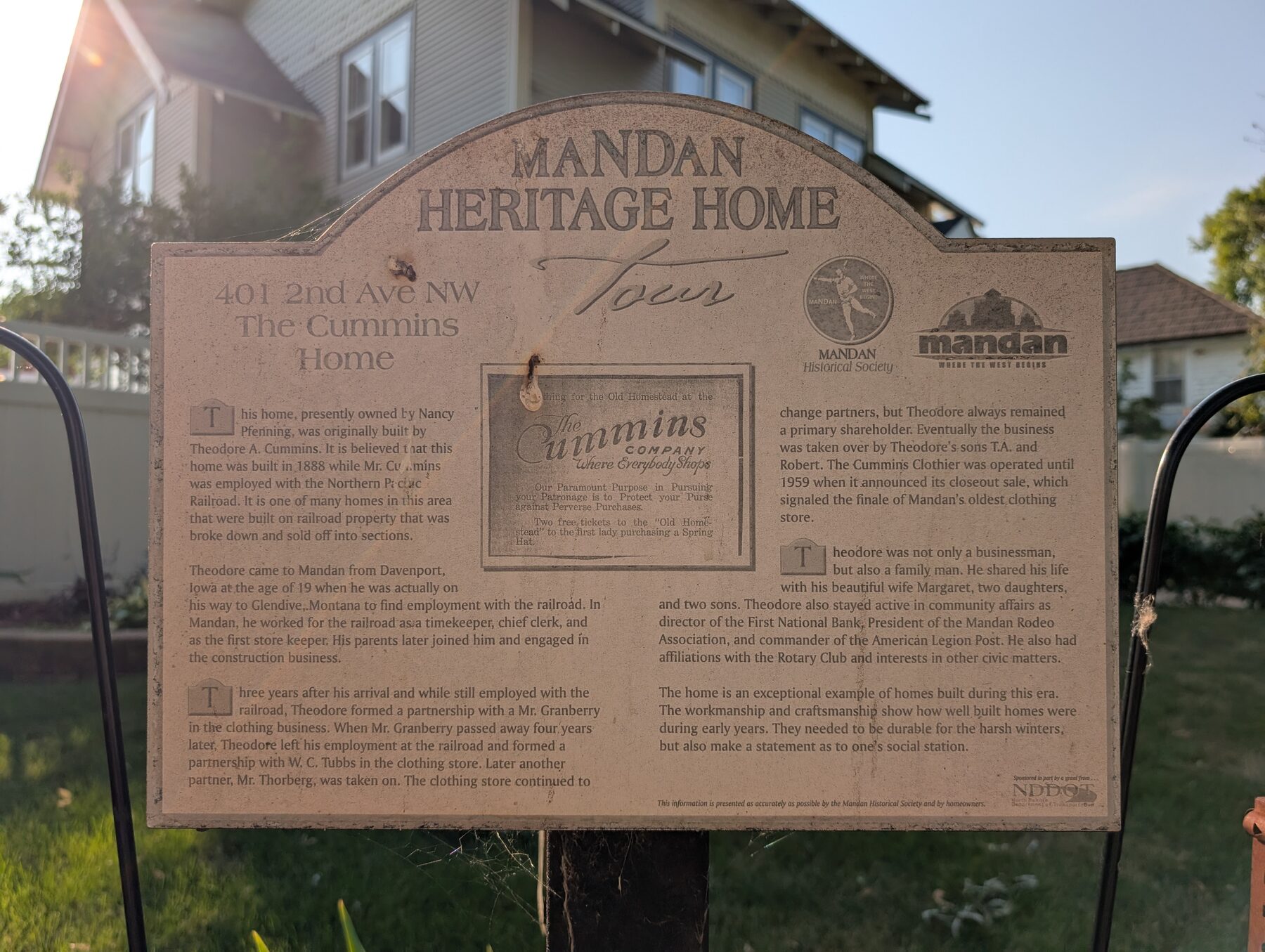 The Cummins Home heritage sign