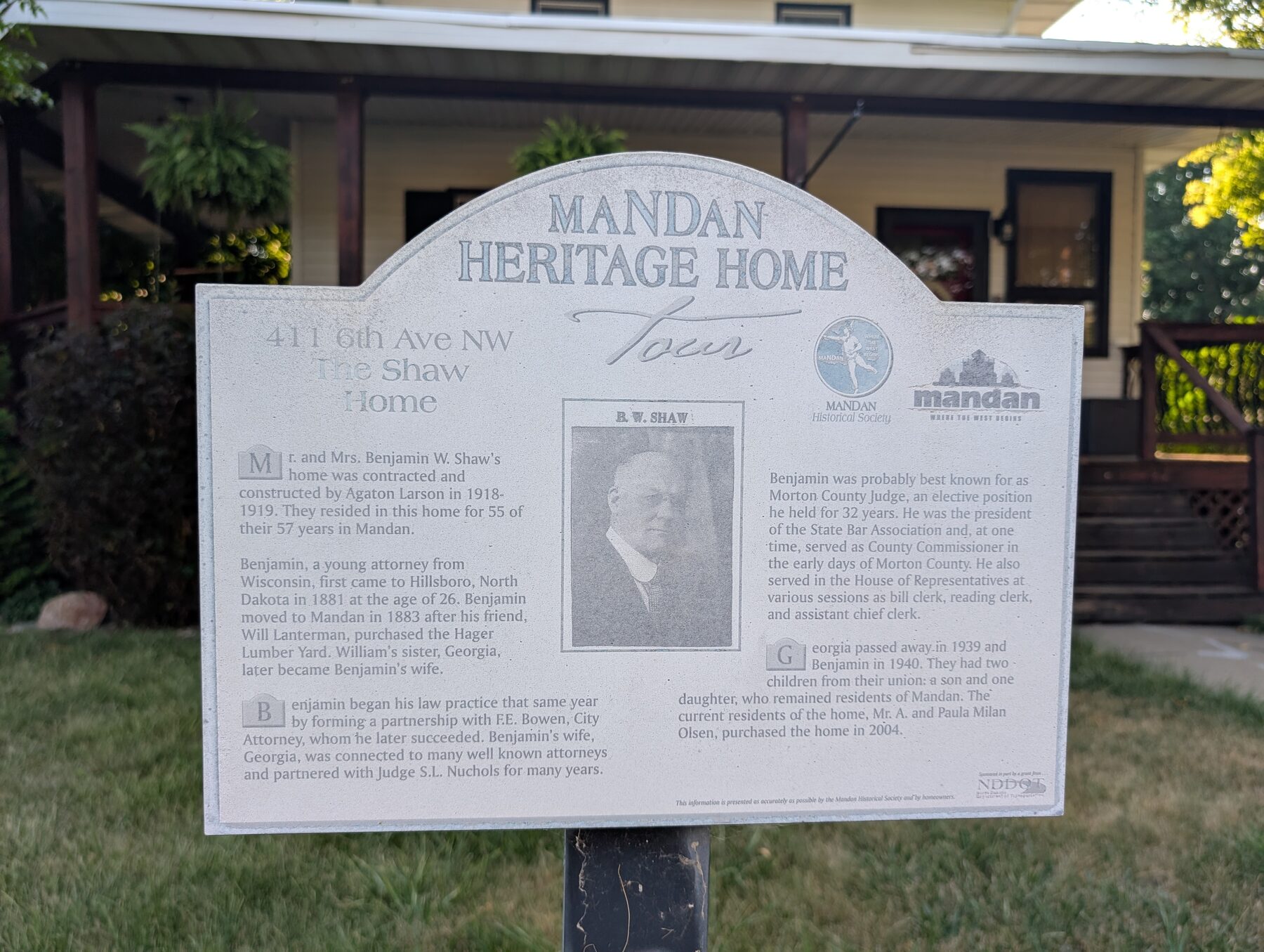 The Shaw Home heritage sign