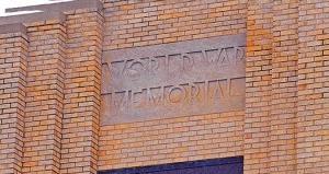 World War Memorial inscription above the building entrance