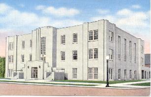 World War Memorial Building on a 1940s linen postcard