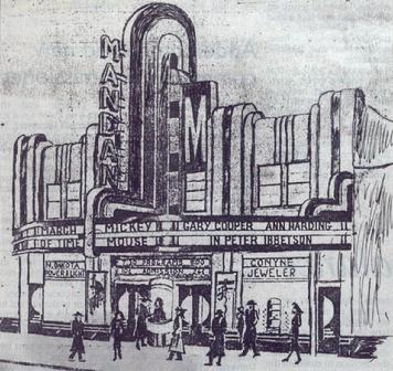 Architect's sketch of the Mandan Theatre
