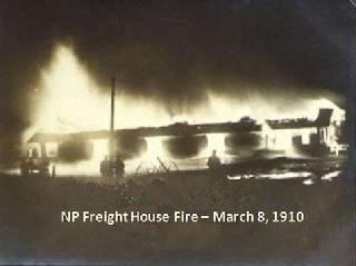 Fire at Northern Pacific's east freight house in 1910