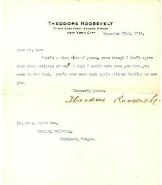Historic image from the Theodore Roosevelt - Henry Waldo Coe Exhibit page